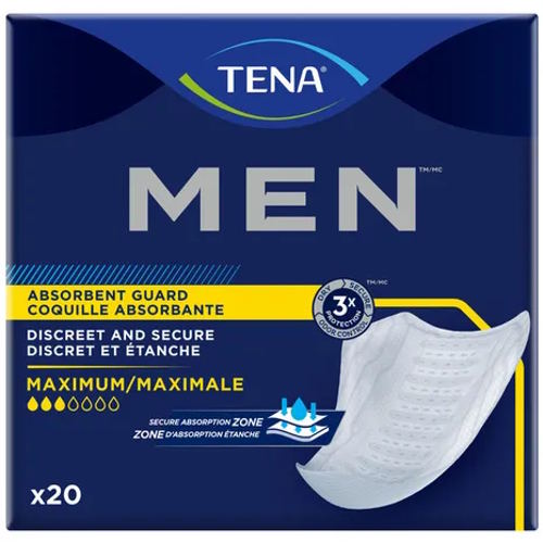 TENA® Men™ Maximum Bladder Control Pad 8 Inch Length Heavy Absorbency Dry-Fast Core™ One Size Fits Most