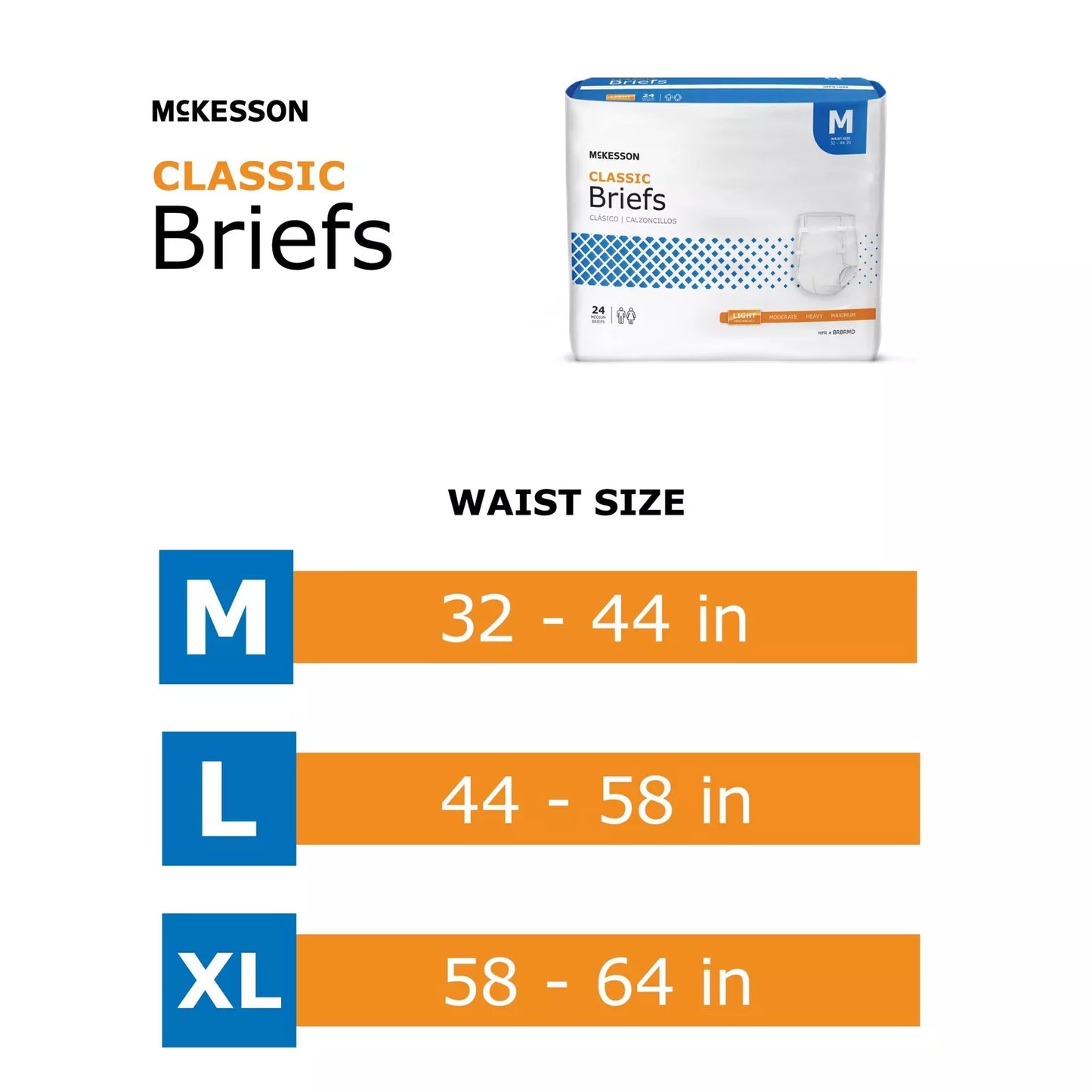 Unisex Adult Incontinence Brief Light Absorbency Disposable 'McKesson Classic'