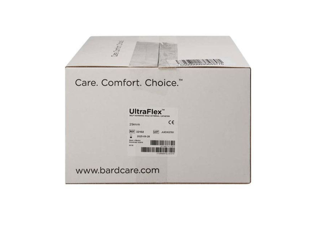 Male External Catheter UltraFlex® Self-Adhesive Band Silicone (Various Sizes Available) box of 100