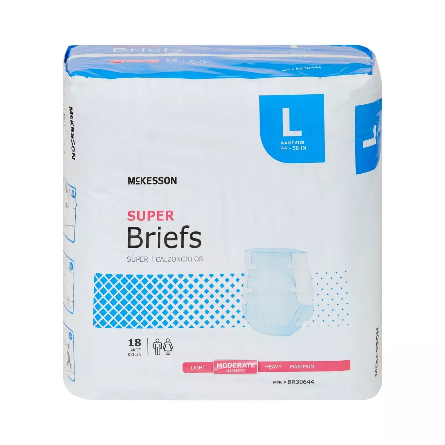 Unisex Adult Incontinence Brief Moderate Absorbency Disposable 'McKesson Super'