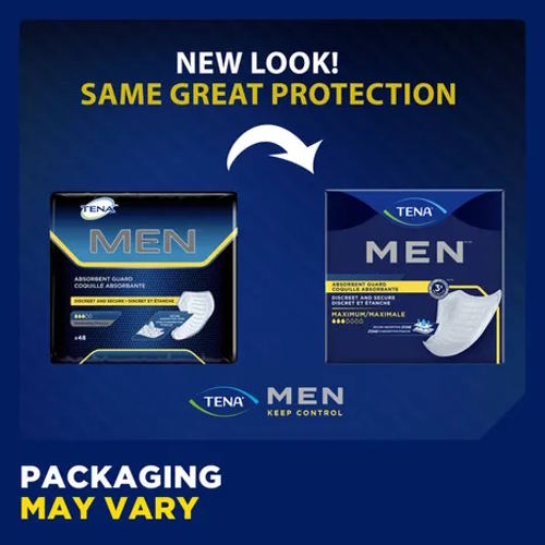 TENA® Men™ Maximum Bladder Control Pad 8 Inch Length Heavy Absorbency Dry-Fast Core™ One Size Fits Most