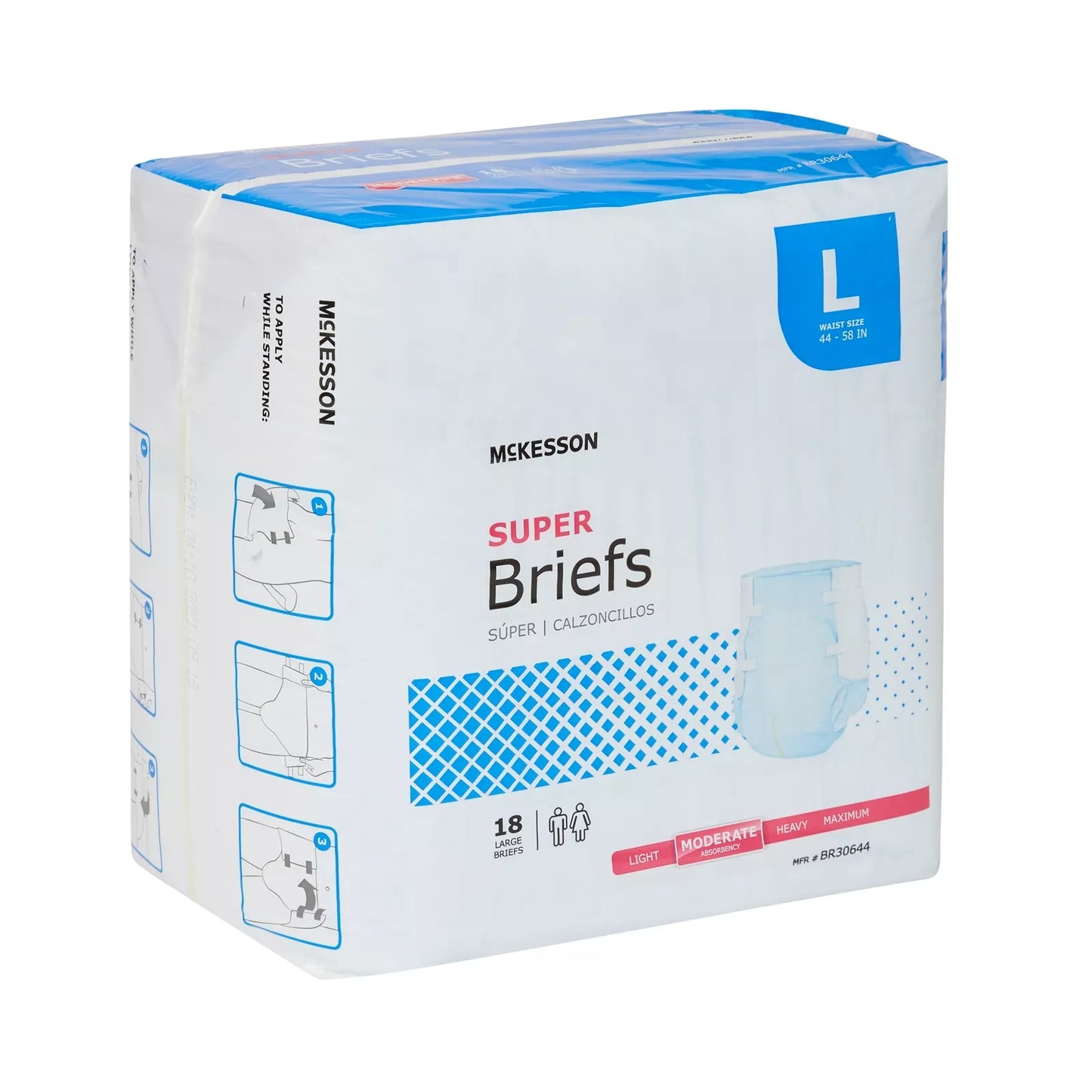 Unisex Adult Incontinence Brief Moderate Absorbency Disposable 'McKesson Super'