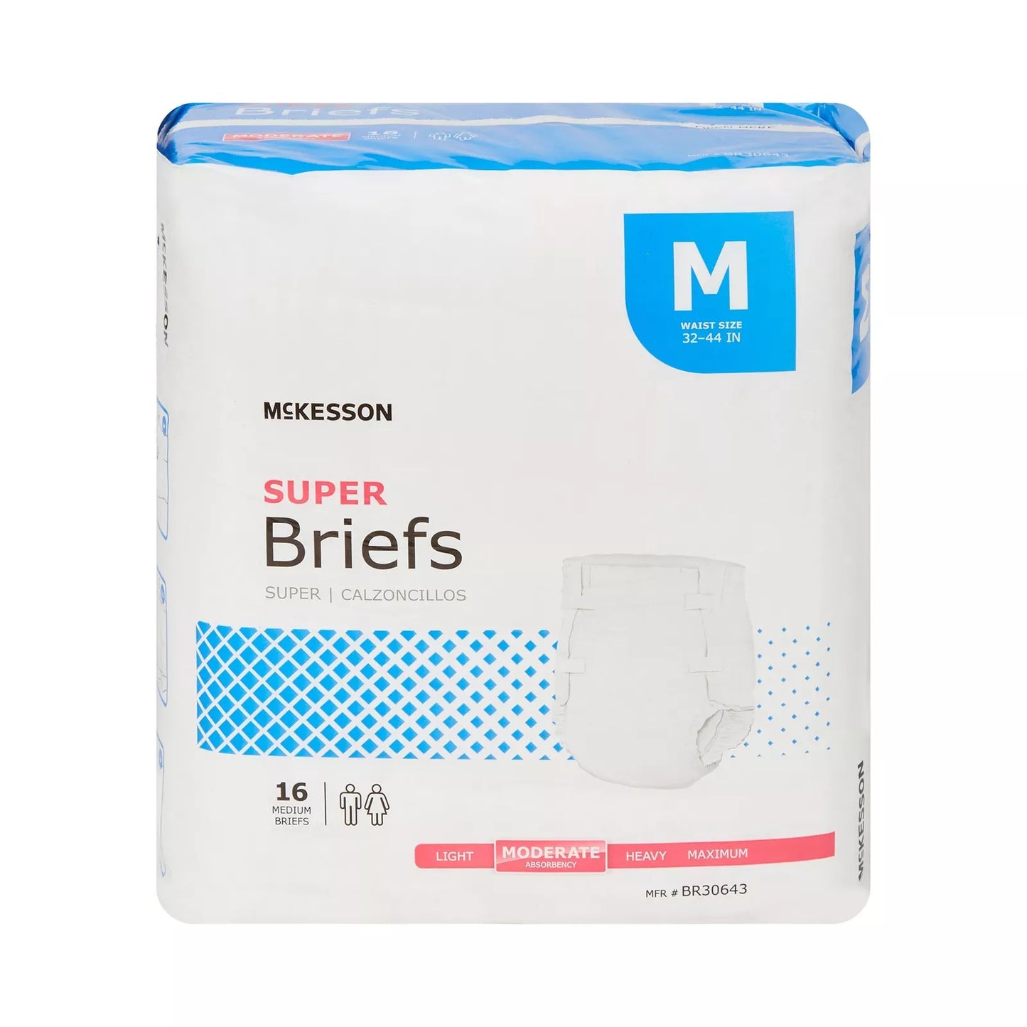 Unisex Adult Incontinence Brief Moderate Absorbency Disposable 'McKesson Super'