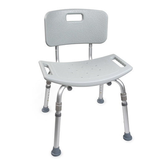 Shower Chair with Back Support – Adjustable Height, Non-Slip Feet