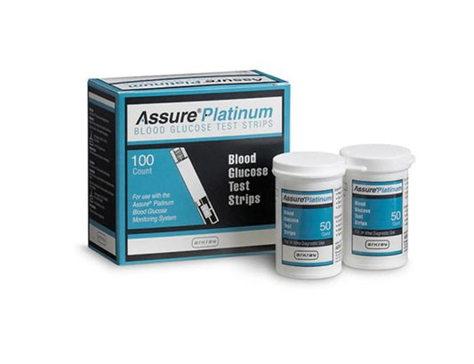 Blood Glucose Test Strips Assure® Platinum 100 Strips per Pack