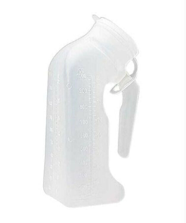 Medegen Medical Male Urinal 1 Quart / 946 mL With Cover, Transluscent Pee Bottle