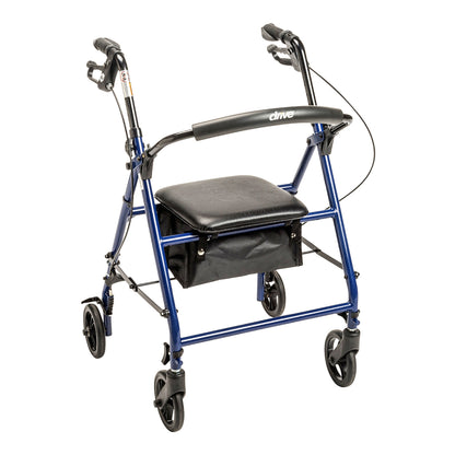 4 Wheel Rollator Blue Adjustable Height / Folding Steel Frame by Drive (Blue)