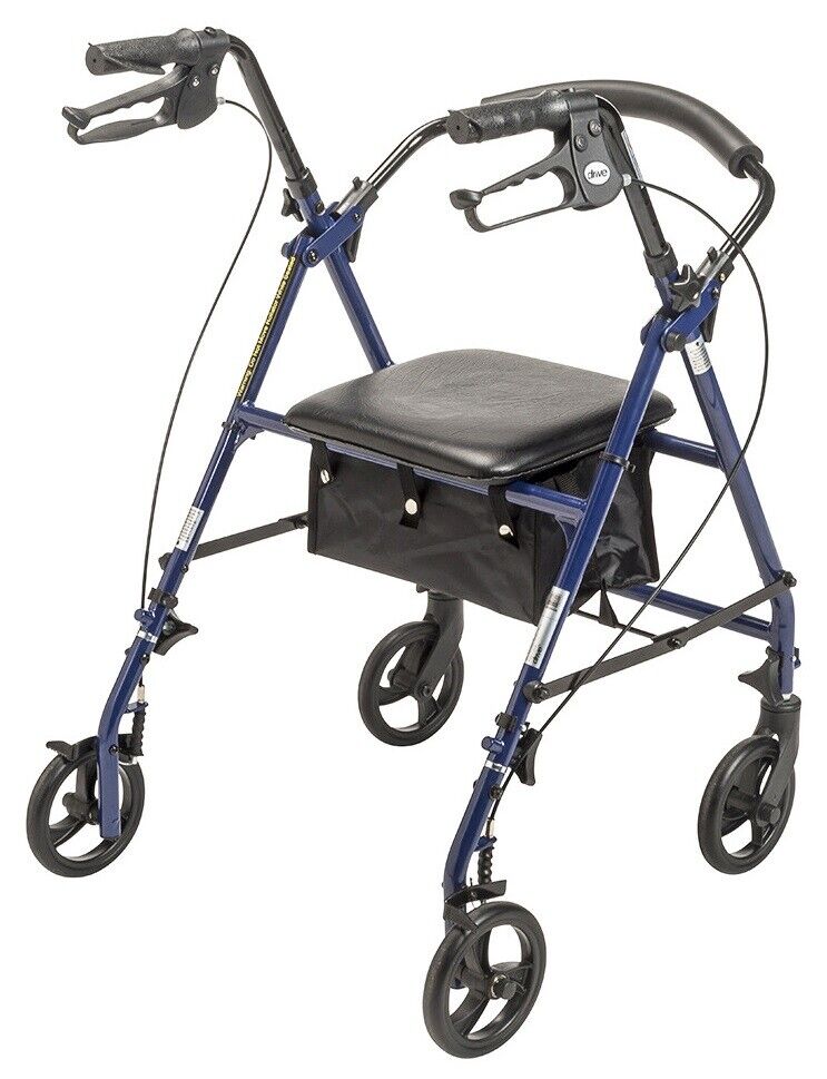 4 Wheel Rollator Blue Adjustable Height / Folding Steel Frame by Drive (Blue)