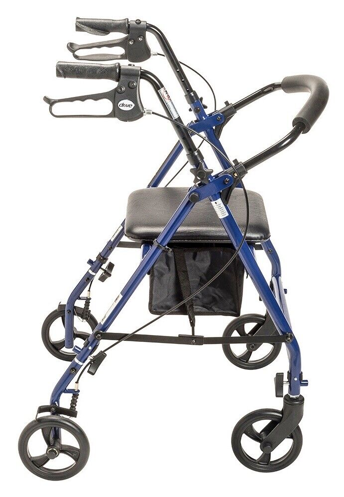 4 Wheel Rollator Blue Adjustable Height / Folding Steel Frame by Drive (Blue)