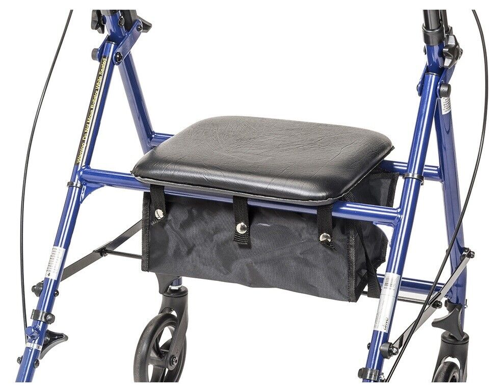 4 Wheel Rollator Blue Adjustable Height / Folding Steel Frame by Drive (Blue)