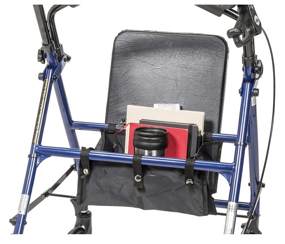 4 Wheel Rollator Blue Adjustable Height / Folding Steel Frame by Drive (Blue)